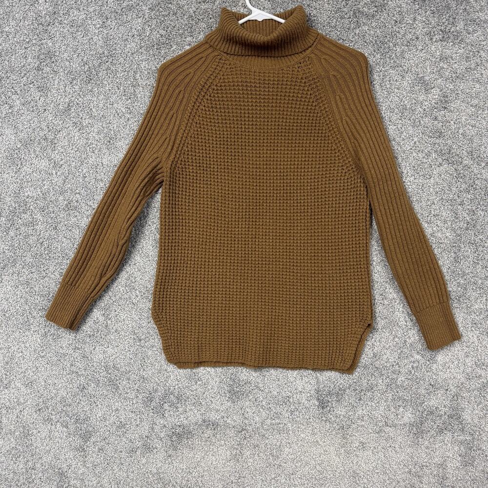 Lord & Taylor Sweater Womens M Brown Waffle Knit Turtleneck Preppy Lagenlook